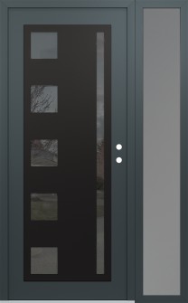 Diamond C3 50" x 80" anthracite/anthracite mirrored Glass Panel black LHI with Sidelite frosted Glass