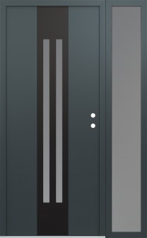 DIAMOND A8 52" X 80" ANTHRACITE/ANTHRACITE FROSTED GLASS PANEL BLACK LHI WITH SIDELITE FROSTED GLASS