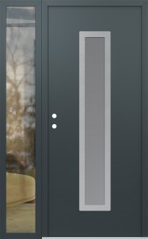 DIAMOND A11 50" X 80" ANTHRACITE/ANTHRACITE FROSTED GLASS PANEL STAINLESS STEEL RHI WITH SIDELITE CLEAR GLASS