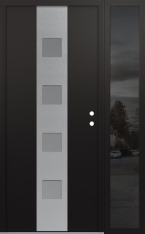 DIAMOND A12 48" X 80" BLACK/WHITE FROSTED GLASS PANEL STAINLESS STEEL LHI WITH SIDELITE MIRRORED GLASS