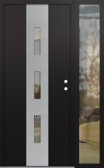 DIAMOND A7 52" X 80" BLACK/BLACK CLEAR GLASS PANEL STAINLESS STEEL LHI WITH SIDELITE CLEAR GLASS