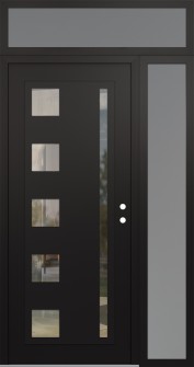 Diamond C3 50" x 96" black/black clear Glass Panel black LHI with Sidelite and Transom frosted Glass