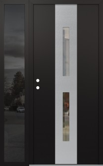 DIAMOND A6 52" X 80" BLACK/BLACK CLEAR GLASS PANEL STAINLESS STEEL RHI WITH SIDELITE MIRRORED GLASS