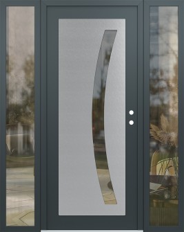 Diamond C4 60" x 80" anthracite/anthracite clear Glass Panel stainless steel LHI with 2 Sidelites clear Glass