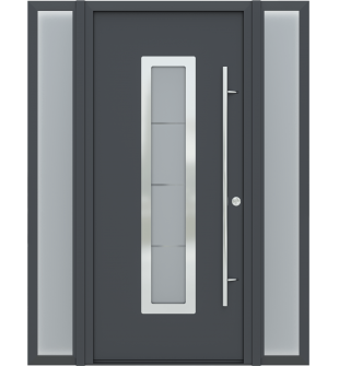 MODERN FRONT STEEL DOOR ARGOS ANTRACIT/WHITE 61 1/16" X 81 11/16" LHI + SIDELITE LEFT/RIGHT