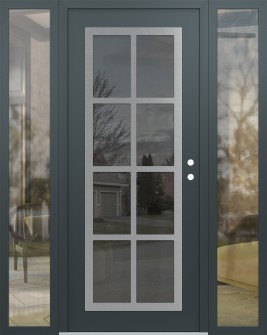 Diamond C16 68" x 80" anthracite/anthracite mirrored Glass Panel stainless steel LHI with 2 Sidelites clear Glass