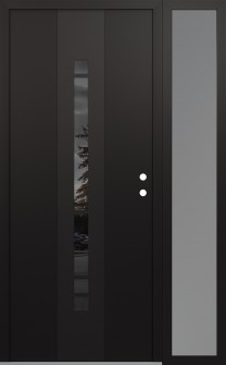 DIAMOND A3 48" X 80" BLACK/BLACK MIRRORED GLASS PANEL BLACK LHI WITH SIDELITE FROSTED GLASS