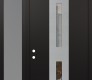 Modern Steel Front Door DIAMOND A6 48" X 96" BLACK/BLACK CLEAR GLASS PANEL STAINLESS STEEL RHI WITH SIDELITE AND TRANSOM FROSTED GLASS