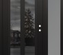 Modern Steel Front Door Diamond C14 50" x 80" black/black mirrored Glass Panel black LHI with Sidelite frosted Glass