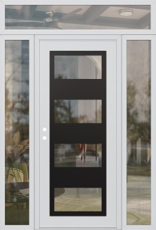Diamond C2 64" x 96" white/white clear Glass Panel black RHI with 2 Sidelites and Transom clear Glass
