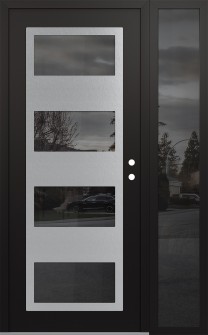 Diamond C2 50" x 80" black/black mirrored Glass Panel stainless steel LHI with Sidelite mirrored Glass