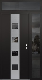 DIAMOND A12 48" X 96" BLACK/BLACK MIRRORED GLASS PANEL STAINLESS STEEL LHI WITH SIDELITE AND TRANSOM MIRRORED GLASS