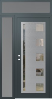Diamond C3 52" x 96" anthracite/anthracite clear Glass Panel stainless steel RHI with Sidelite and Transom frosted Glass