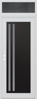 Diamond C6 36" x 96" white/white frosted Glass Panel black RHI with Transom mirrored Glass