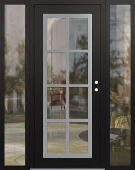 Diamond C16 60" x 80" black/black clear Glass Panel stainless steel LHI with 2 Sidelites clear Glass