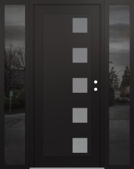 Diamond C5 68" x 80" black/white frosted Glass Panel black LHI with 2 Sidelites mirrored Glass