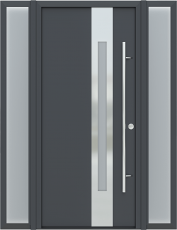 MODERN FRONT STEEL DOOR WITH SIDELITES ZEPHYR ANTRACIT/WHITE 61 1/16" X 81 11/16" LHI
