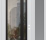 Modern Steel Front Door Diamond C15 50" x 96" white/white clear Glass Panel black LHI with Sidelite and Transom frosted Glass