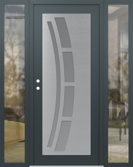 Diamond C12 60" x 80" anthracite/anthracite frosted Glass Panel stainless steel RHI with 2 Sidelites clear Glass