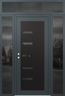 Diamond C8 60" x 96" anthracite/anthracite mirrored Glass Panel black RHI with 2 Sidelites and Transom mirrored Glass