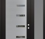 Modern Steel Front Door Diamond C8 50" x 96" black/black clear Glass Panel stainless steel LHI with Sidelite and Transom frosted Glass