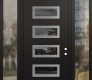 Modern Steel Front Door Diamond D1 60" x 96" black/black mirrored Glass Panel stainless steel LHI with 2 Sidelites and Transom clear Glass