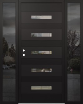 Diamond D9 60" x 80" black/black clear Glass Panel black RHI with 2 Sidelites mirrored Glass