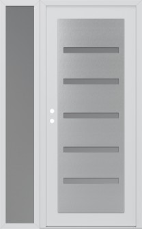 Diamond C7 52" x 80" white/white frosted Glass Panel stainless steel RHI with Sidelite frosted Glass