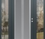 Modern Steel Front Door Diamond C14 60" x 80" anthracite/anthracite frosted Glass Panel stainless steel LHI with 2 Sidelites clear Glass