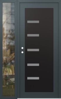 Diamond C8 52" x 80" anthracite/anthracite frosted Glass Panel black RHI with Sidelite clear Glass