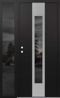 DIAMOND A1 52" X 80" BLACK/BLACK MIRRORED GLASS PANEL STAINLESS STEEL RHI WITH SIDELITE MIRRORED GLASS