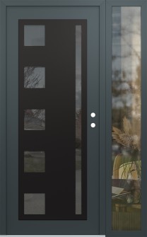 Diamond C3 52" x 80" anthracite/anthracite mirrored Glass Panel black LHI with Sidelite clear Glass