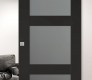 Avon 3 Lite Vetro Black Matte Modern Interior Hidden Barn Door by Belldinni