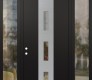 Modern Steel Front Door DIAMOND A7 60" X 96" BLACK/BLACK CLEAR GLASS PANEL STAINLESS STEEL RHI WITH 2 SIDELITES AND TRANSOM CLEAR GLASS