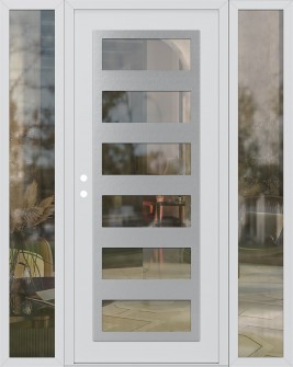 Diamond C9 64" x 80" white/white clear Glass Panel stainless steel RHI with 2 Sidelites clear Glass