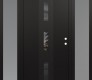 Modern Steel Front Door DIAMOND A7 68" X 80" BLACK/BLACK MIRRORED GLASS PANEL BLACK LHI WITH 2 SIDELITES FROSTED GLASS