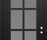 Modern Steel Front Door Diamond C16 36" x 96" black/white frosted Glass Panel black LHI with Transom clear Glass
