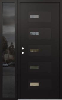 Diamond D7 52" x 80" black/black clear Glass Panel black RHI with Sidelite mirrored Glass