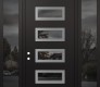 Modern Steel Front Door Diamond D1 60" x 96" black/black mirrored Glass Panel stainless steel RHI with 2 Sidelites and Transom mirrored Glass