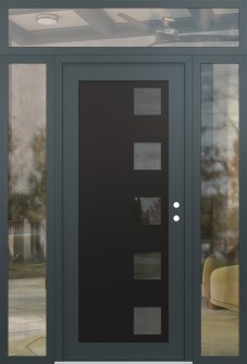 Diamond C5 68" x 96" anthracite/anthracite mirrored Glass Panel black LHI with 2 Sidelites and Transom clear Glass