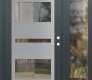Modern Steel Front Door Diamond C10 50" x 80" anthracite/anthracite clear Glass Panel stainless steel LHI with Sidelite clear Glass