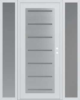 Diamond C11 64" x 80" white/white frosted Glass Panel stainless steel LHI with 2 Sidelites frosted Glass