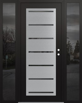 Diamond C11 64" x 80" black/black mirrored Glass Panel stainless steel LHI with 2 Sidelites mirrored Glass