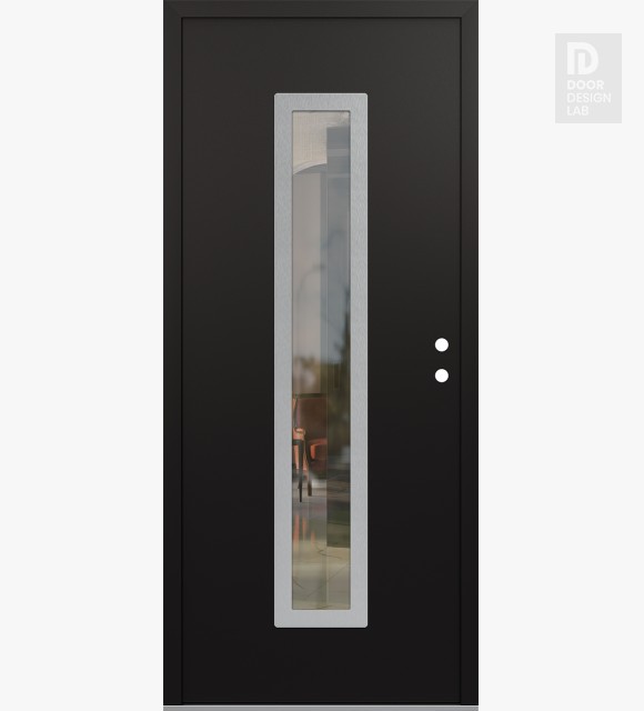 Modern Steel Front Door DIAMOND A11 36" X 80" BLACK/BLACK CLEAR GLASS PANEL STAINLESS STEEL LHI