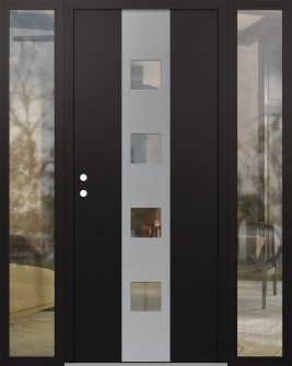DIAMOND A12 68" X 80" BLACK/BLACK CLEAR GLASS PANEL STAINLESS STEEL RHI WITH 2 SIDELITES CLEAR GLASS