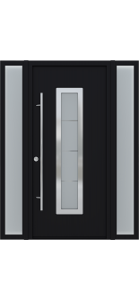 MODERN FRONT STEEL DOOR ARGOS BLACK/WHITE 61 1/16" X 81 11/16" RHI + SIDELITE LEFT/RIGHT