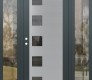 Modern Steel Front Door Diamond C5 64" x 80" anthracite/anthracite mirrored Glass Panel stainless steel RHI with 2 Sidelites clear Glass