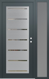 Diamond C11 52" x 80" anthracite/anthracite clear Glass Panel stainless steel LHI with Sidelite frosted Glass