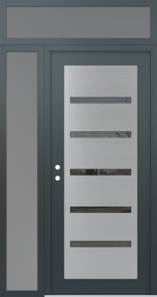 Diamond C7 50" x 96" anthracite/anthracite mirrored Glass Panel stainless steel RHI with Sidelite and Transom frosted Glass