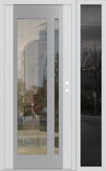 Diamond C15 52" x 80" white/white clear Glass Panel stainless steel LHI with Sidelite mirrored Glass